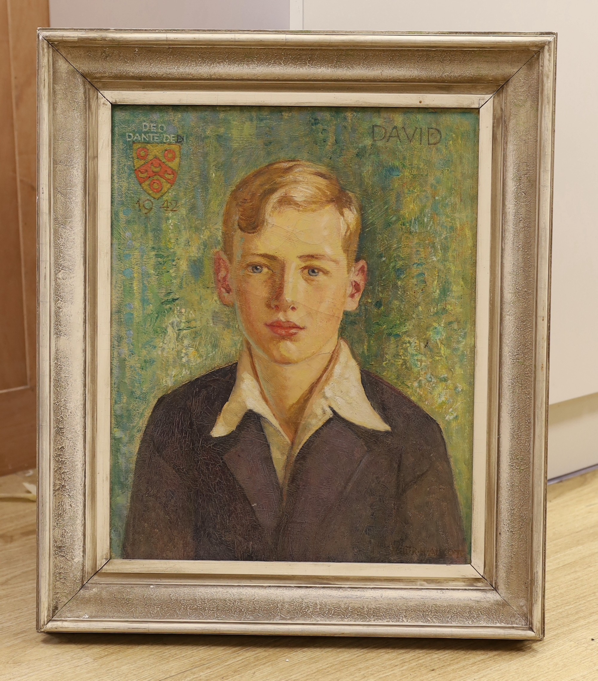 Walter Herbert Allcott RWA, (1880-1951), oil on canvas, Portrait of David, signed and dated 1942, 50 x 40cm
